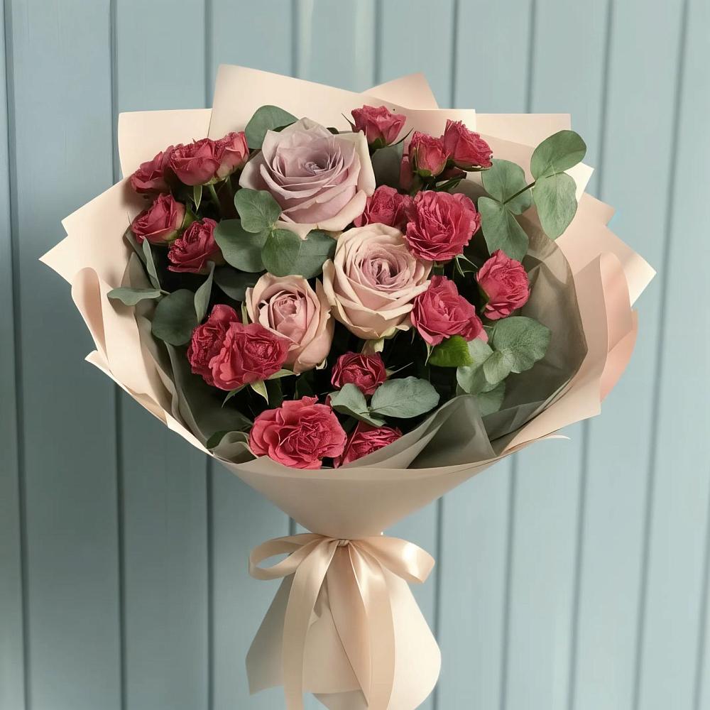 Букет цветов из: Гвоздики и Розы в Дубовке