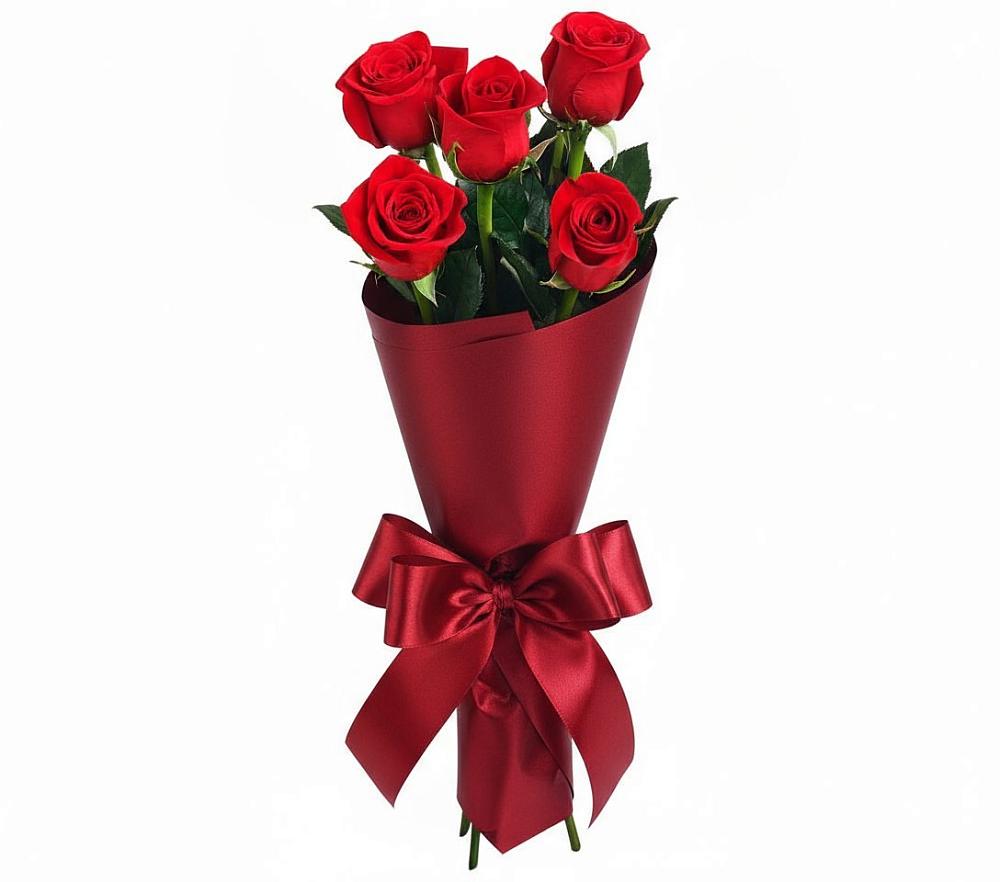 Букет 5 Красных роз Эдлесс Лав в Дубовке