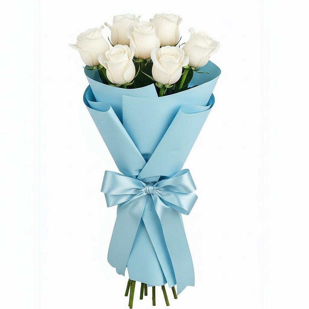 Букет 7 белых роз Проуд в Дубовке