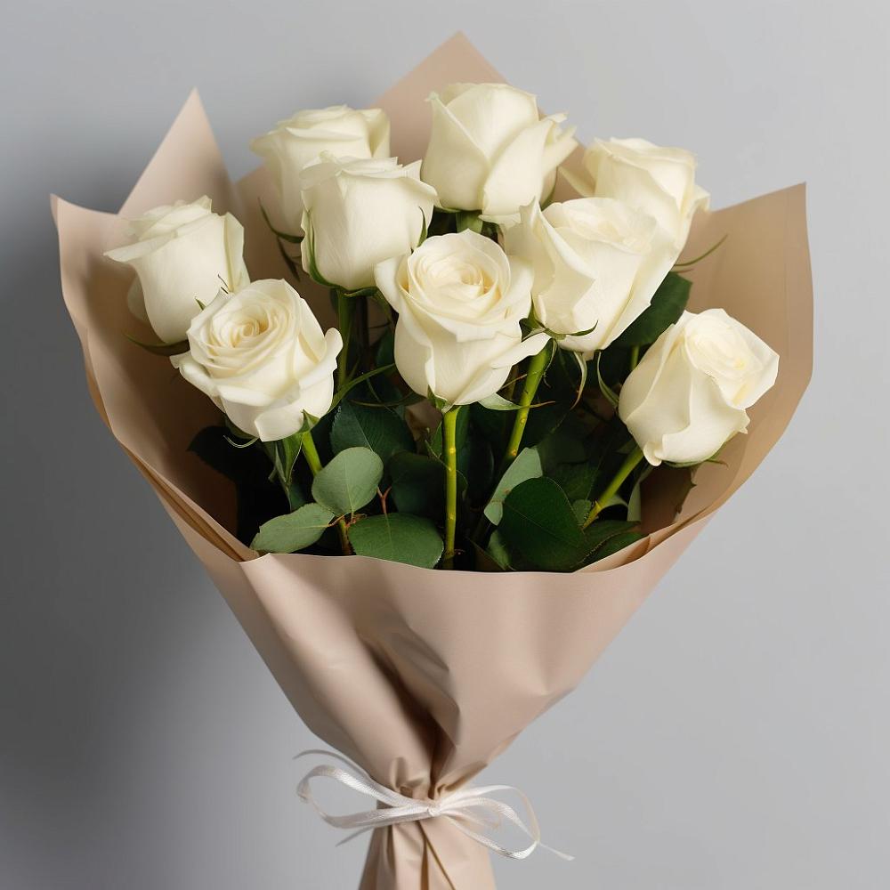 Букет 9 Белых роз Эдлесс Лав в Дубовке