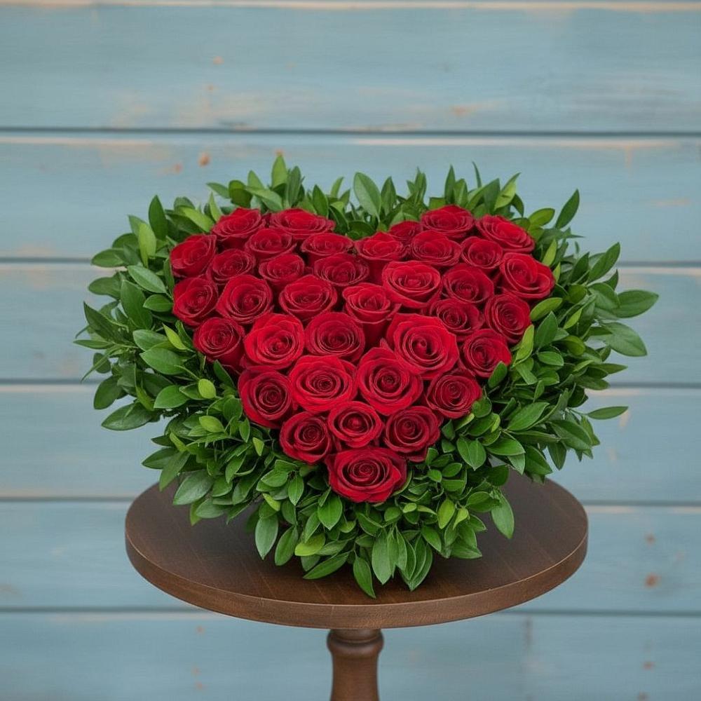 Цветочная композиция из Розы в виде сердца в Дубовке