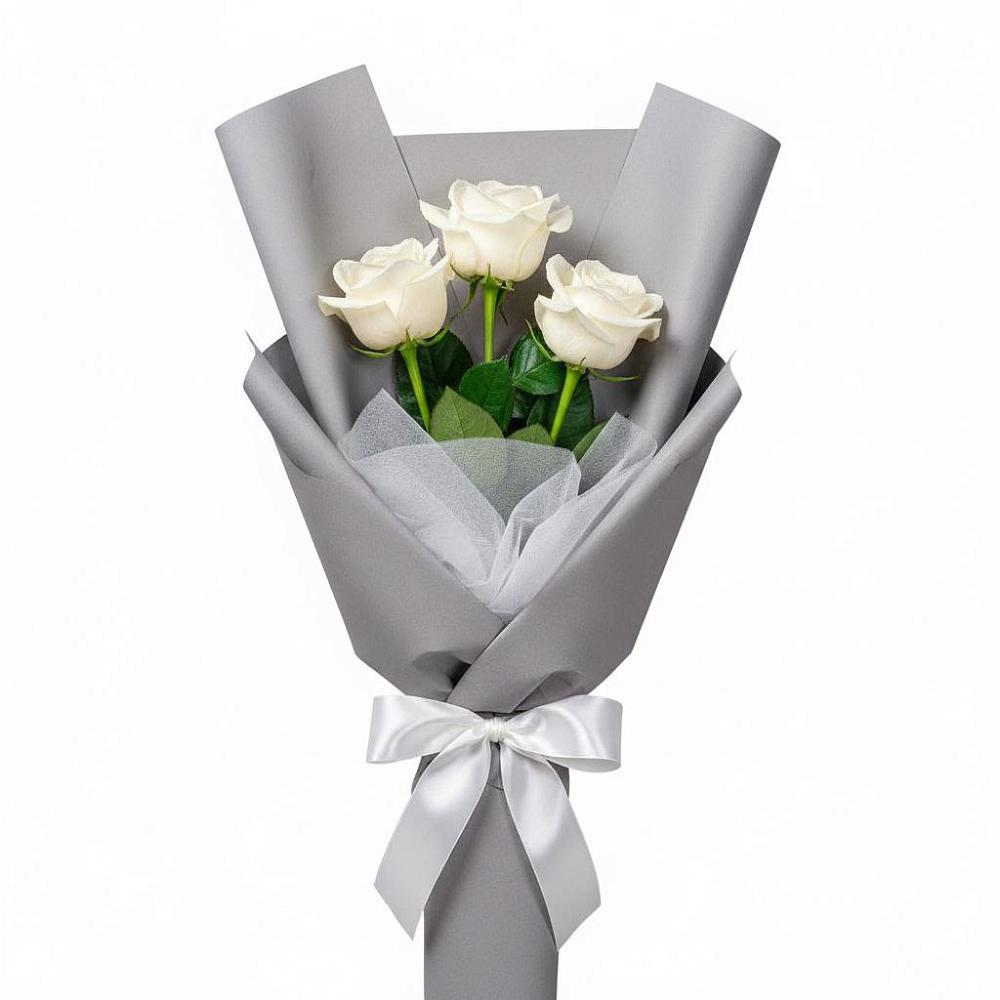 Букет 3 белые розы в Дубовке