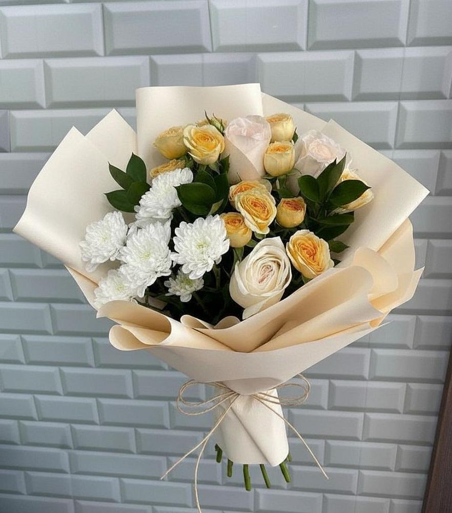 Букет цветов из: Розы и Хризантемы в Дубовке