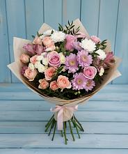 Букет цветов из:  Хризантемы, Розы и Альстромерии в Дубовке