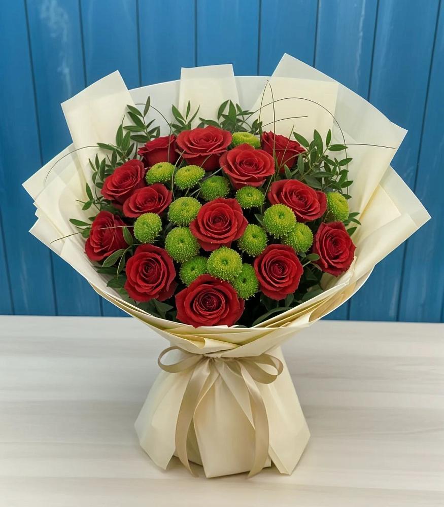 Букет цветов из: Розы и Хризантемы в Дубовке